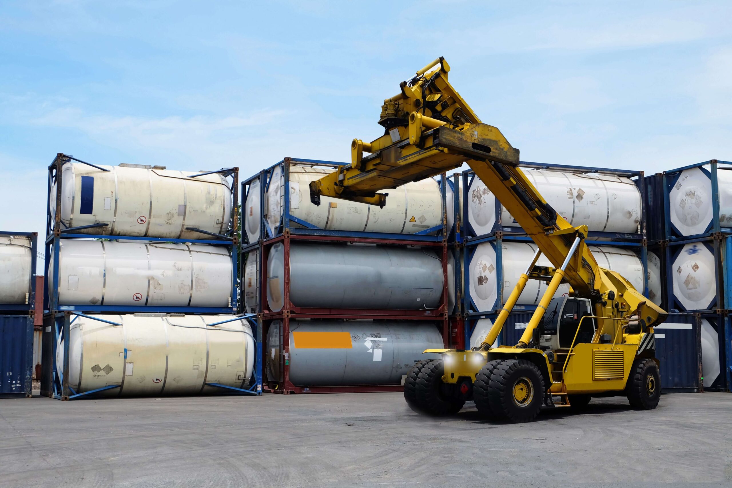 Container deport with lift stacker car